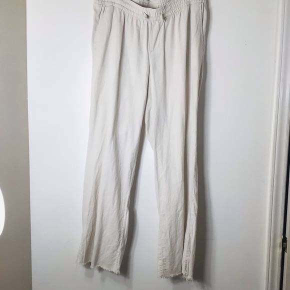 Old Navy pants large linen tan raw hem - Picture 1 of 11